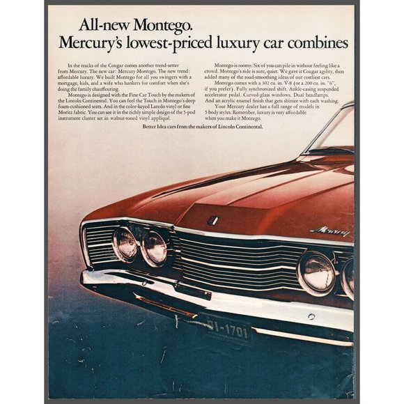1968 Mercury Montego Hardtop 2 Page Vintage Print Ad Lake Forest Wall Art Decor - Picture 2 of 3